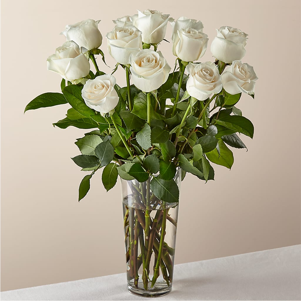 Long Stem White Rose Bouquet – Sweet As Can Bee Florals, Baltimore MD
