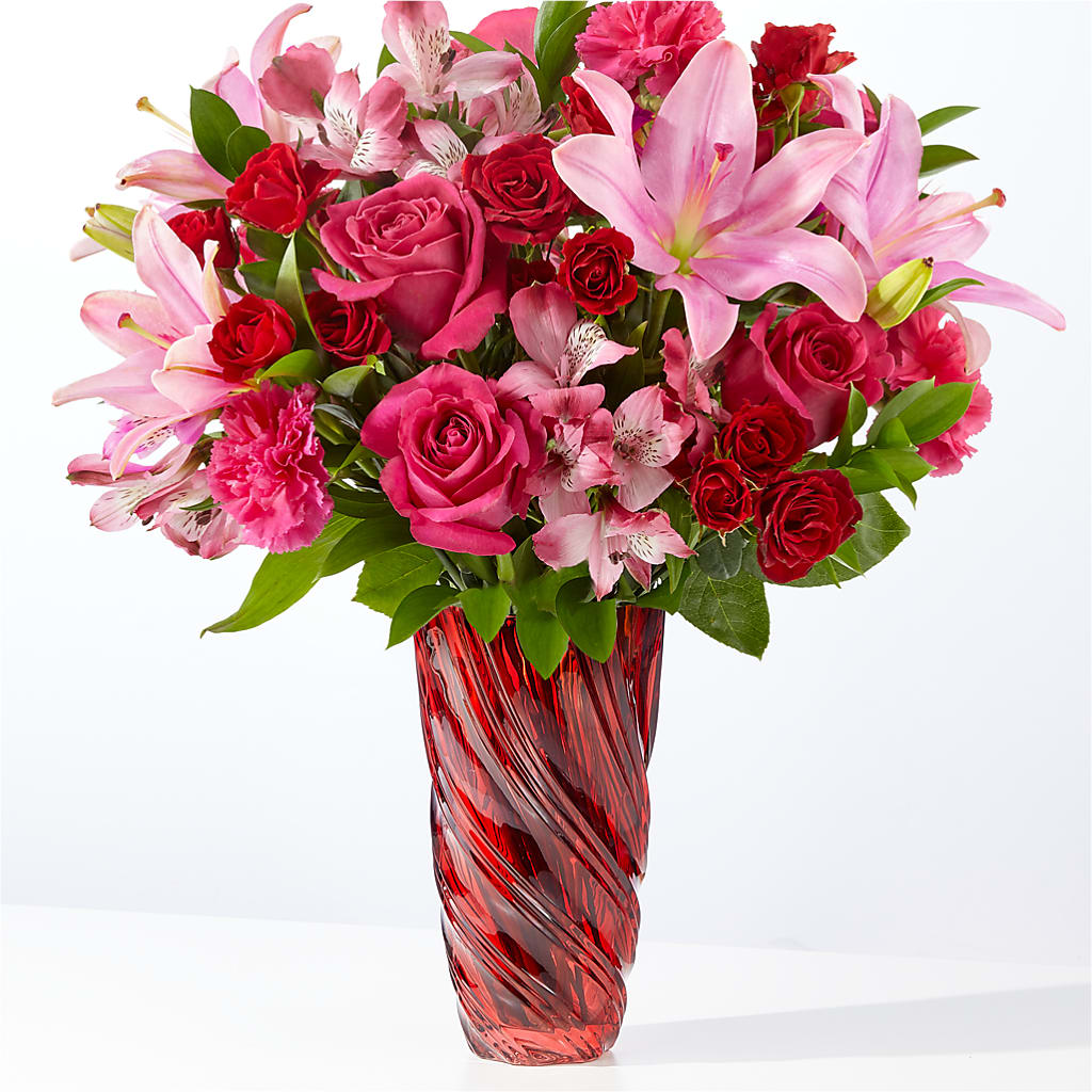 In Love Bouquet with Luxe Swirl Vase – Sweet As Can Bee Florals, Baltimore MD