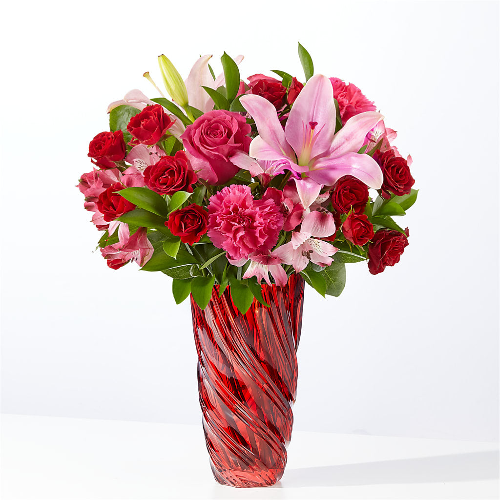 In Love Bouquet with Luxe Swirl Vase – Sweet As Can Bee Florals, Baltimore MD