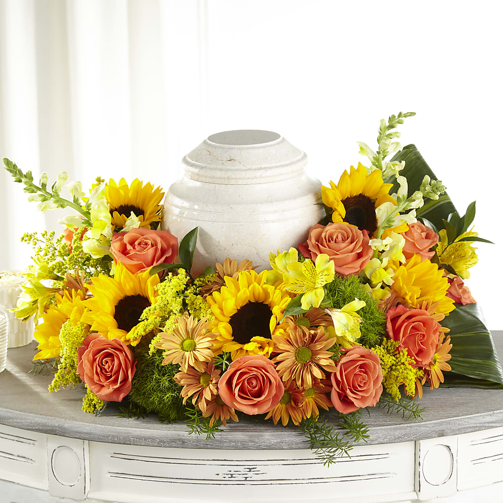 Faithful Sunflower Cremation Adornment – Sweet As Can Bee Florals, Baltimore MD
