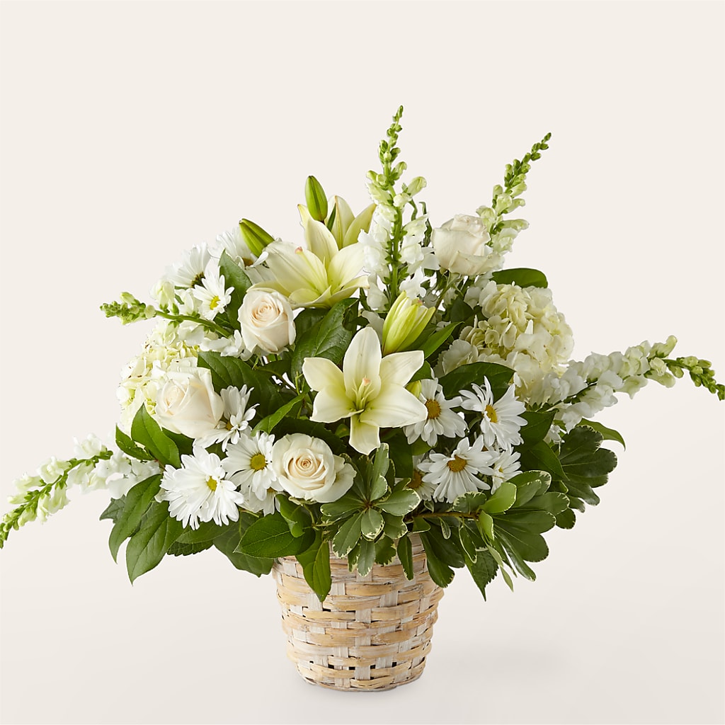 Ivory Elegance Floral Basket – Sweet As Can Bee Florals, Baltimore MD