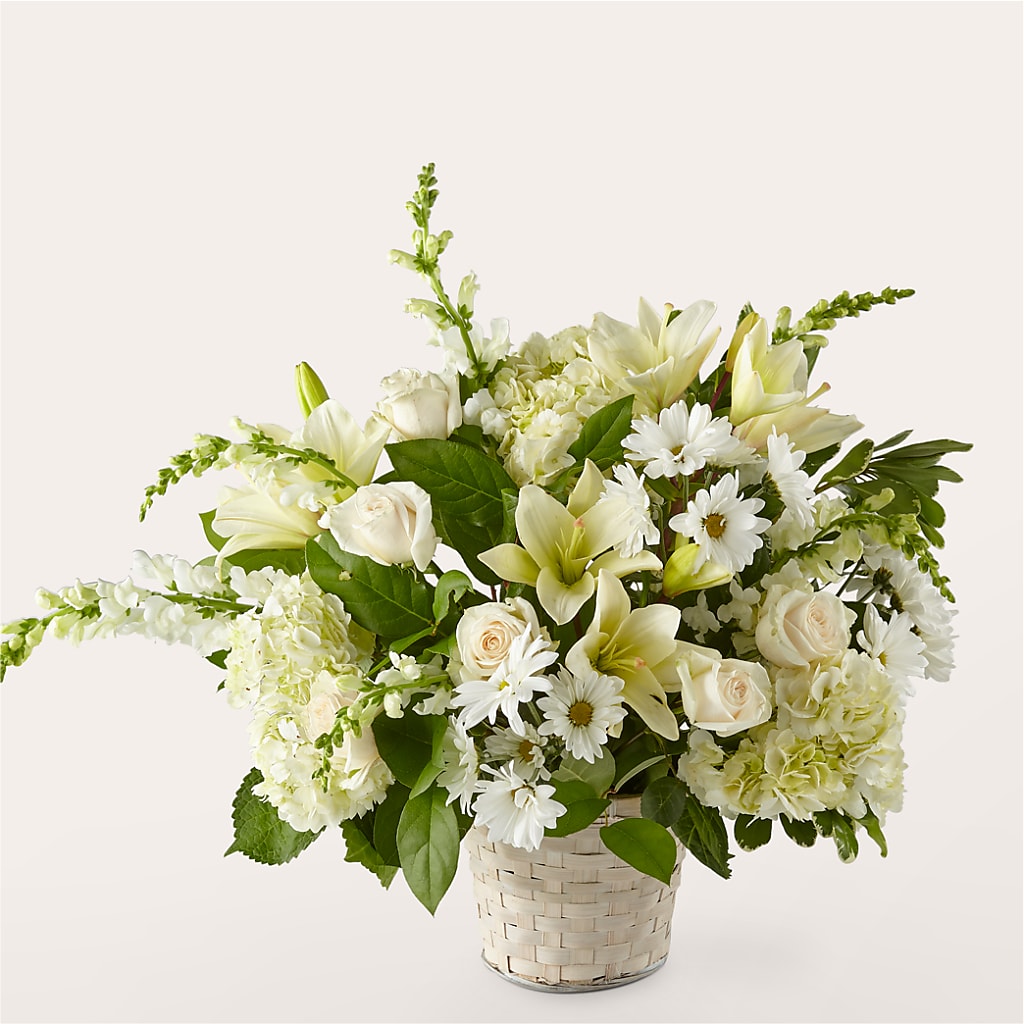 Ivory Elegance Floral Basket – Sweet As Can Bee Florals, Baltimore MD