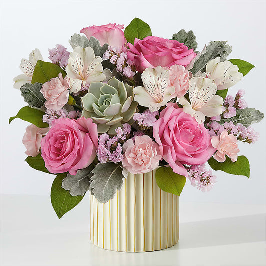 Dusty Rose Bouquet with Ivory Vase –  Sweet As Can Bee Florals, Baltimore MD