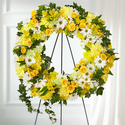Golden Remembrance Wreath –  Sweet As Can Bee Florals, Baltimore MD