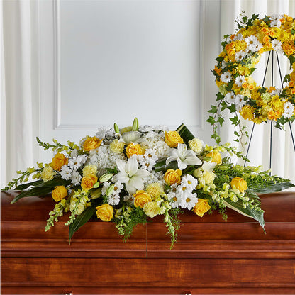 Golden Harmony Casket Spray –  Sweet As Can Bee Florals, Baltimore MD
