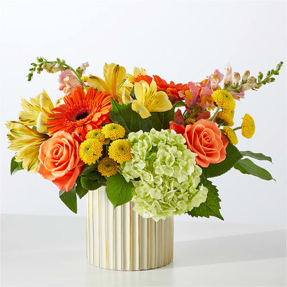 Autumn Sunshine Bouquet with Ivory Vase –  Sweet As Can Bee Florals, Baltimore MD